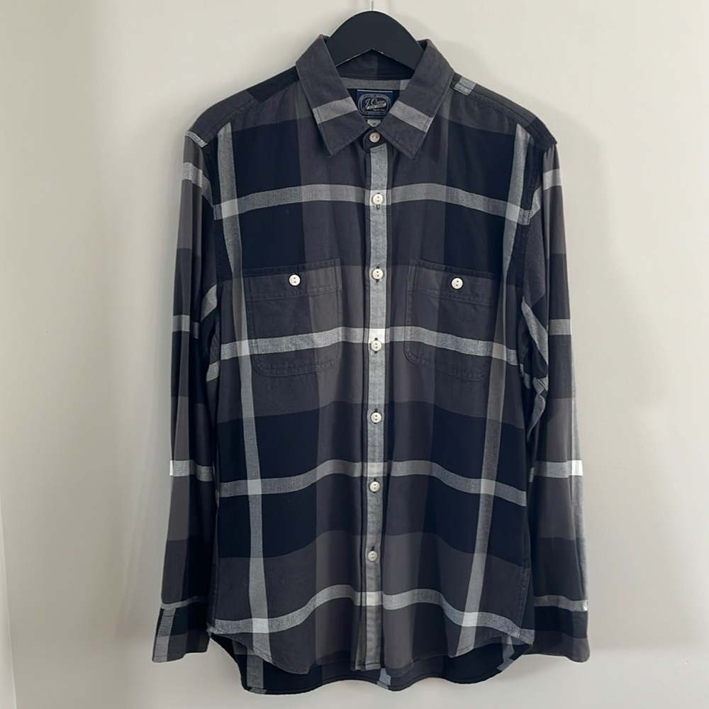 J.Crew Men’s Black Plaid Cotton Flannel Shirt—M